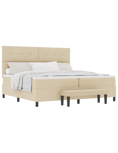 Letto a molle con materasso Crema 200 x 200 cm Tessuto