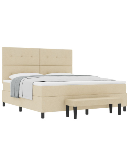 Letto con doga e materasso e panca crema 180x200 cm in tessuto