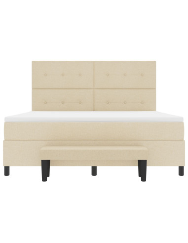 Letto a molle con materasso Crema 180 x 200 cm Tessuto