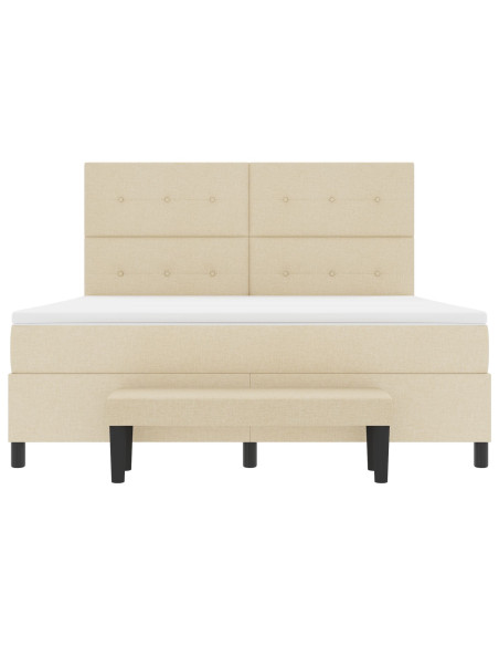 Letto con doga e materasso e panca crema 180x200 cm in tessuto