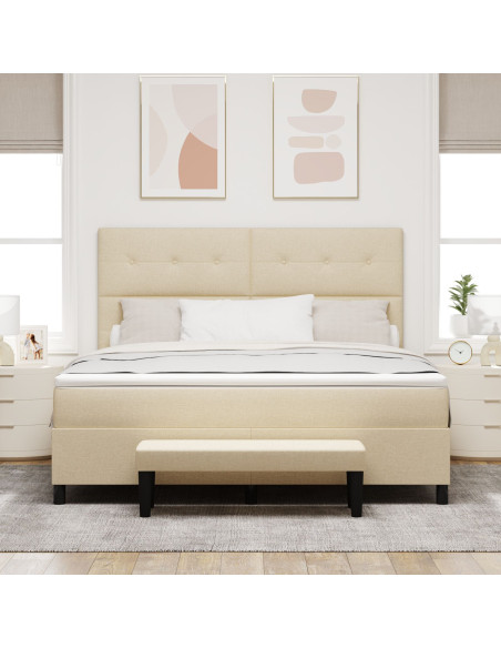 Letto con doga e materasso e panca crema 180x200 cm in tessuto
