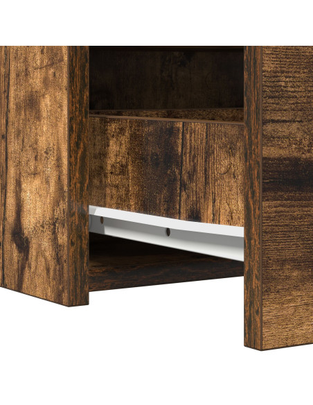 Specchio da Parete  con Luci LED in Rovere Affumicato