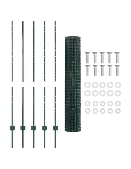 Recinzione Euro  con 5 Pali U Verde 1.4x10 m Acciaio
