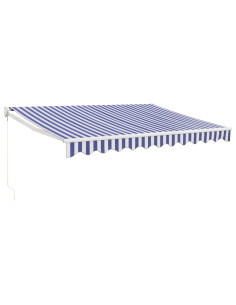 Tenda Sole Retrattile Blu e Bianca 3,5x2,5m Tessuto e Alluminio 2