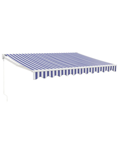 Tenda Sole Retrattile Blu e Bianca 3,5x2,5m Tessuto e Alluminio