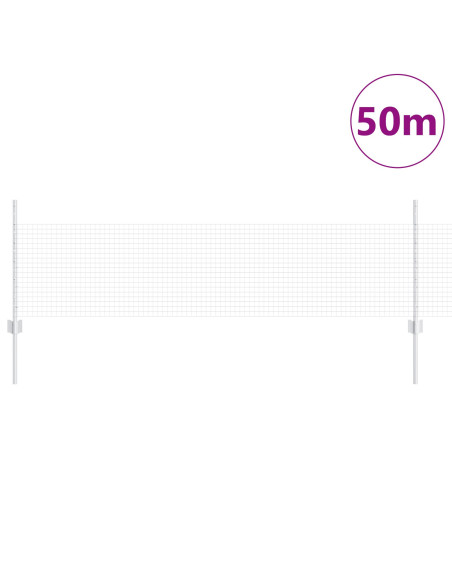 Recinzione in Rete Saldata  con 22 Post in Acciaio Argento 0.5x50 m