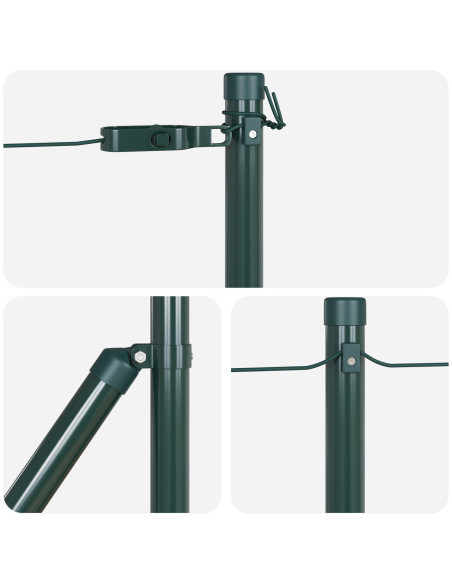 Set di Pali da Recinzione  Set di 7 Verde Cemento, Metallo