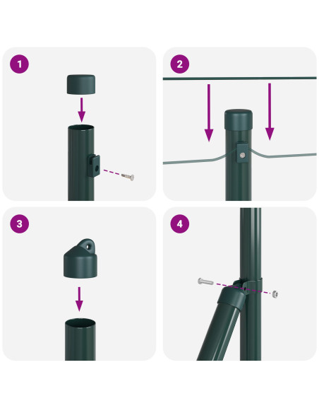 Palo della recinzione 7 pcs Verde Acciaio