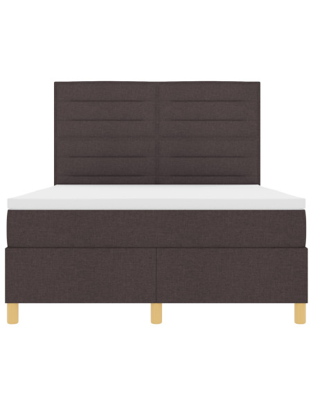 Letto Box Spring con Materasso Marrone Scuro 140x190 cm Tessuto