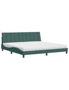 Letto con Materasso Verde Scuro 200x200 cm Velluto 2