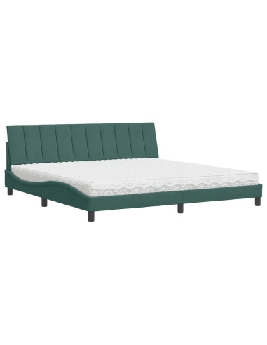 Letto con Materasso Verde Scuro 200x200 cm Velluto