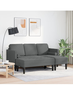 Set di divani con cuscino 2 pcs Grigio scuro Poliestere