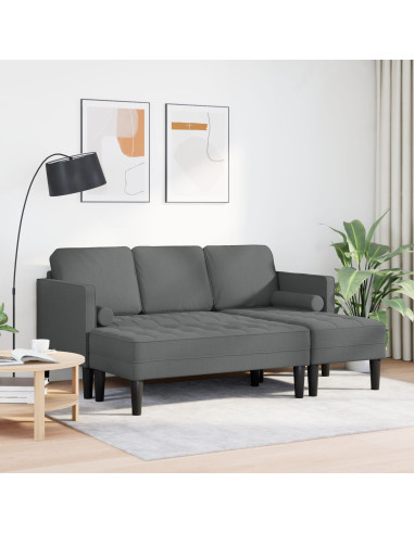 Set di divani con cuscino 2 pcs Grigio scuro Poliestere