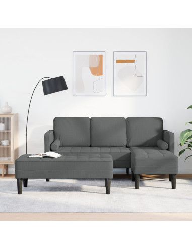 Set di divani con cuscino 2 pcs Grigio scuro Poliestere