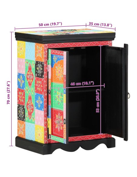 Tavolo Consolle Multicolore 50x30x75 cm in Legno Massello di Mango