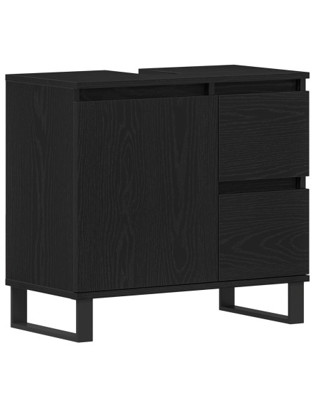 Armadio per Lavabo da Bagno Rovere Nero 65 x 33 x 60 cm