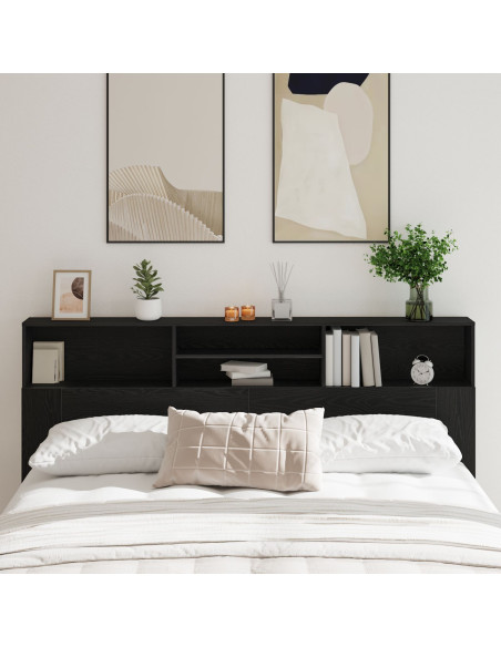 Testiera per letto in rovere nero, 200x19x103,5 cm, Legno ingegnerizzato