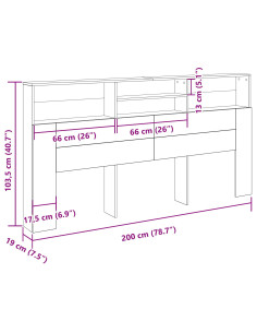 Testata del letto con testiera Rovere Nero 200 x 19 x 103,5 cm 2