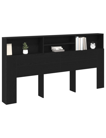 Testiera per letto in rovere nero, 200x19x103,5 cm, Legno ingegnerizzato