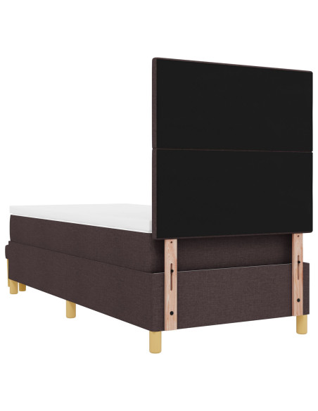 Letto Box Spring con Materasso e Panchina Marrone Scuro 100x200 cm Tessuto