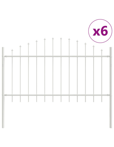 Recinzione da Giardino  con Cima ad Arco Bianca 10.2x1 m Acciaio