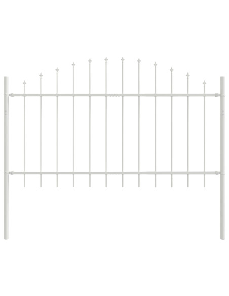 Recinzione da Giardino  con Cima ad Arco Bianca 10.2x1 m Acciaio