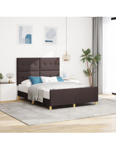Struttura del letto Marrone scuro 140 x 200 cm Tessuto