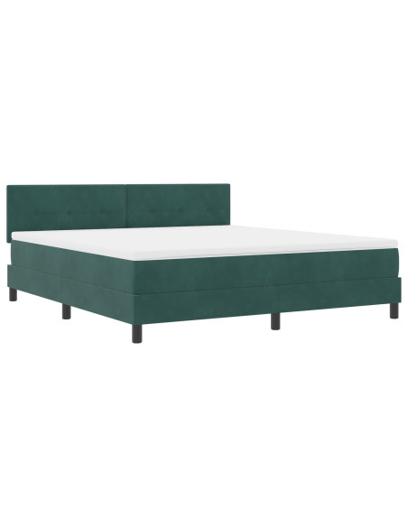 Letto con Rete a Molle e Materasso Verde Scuro Super King in Velluto