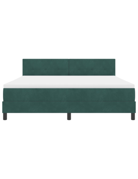 Letto con Rete a Molle e Materasso Verde Scuro Super King in Velluto