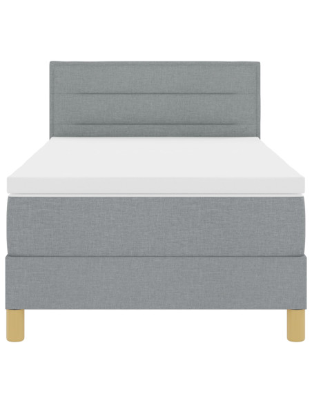Letto con Box Spring con Materasso Grigio Chiaro 90x200 cm Tessuto