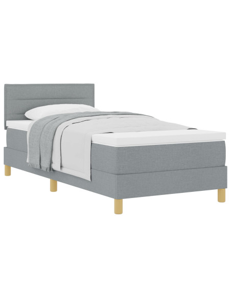 Letto con Box Spring con Materasso Grigio Chiaro 90x200 cm Tessuto