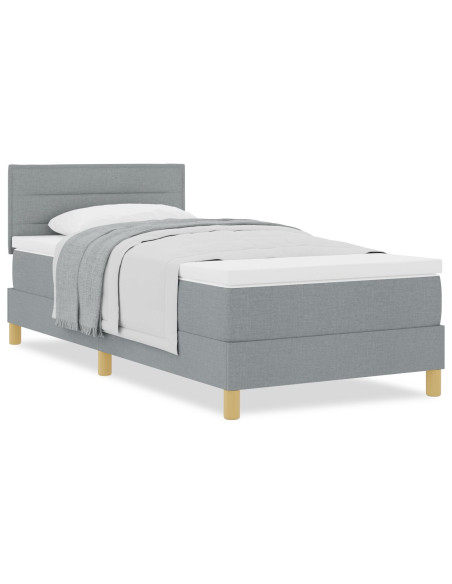 Letto con Box Spring con Materasso Grigio Chiaro 90x200 cm Tessuto