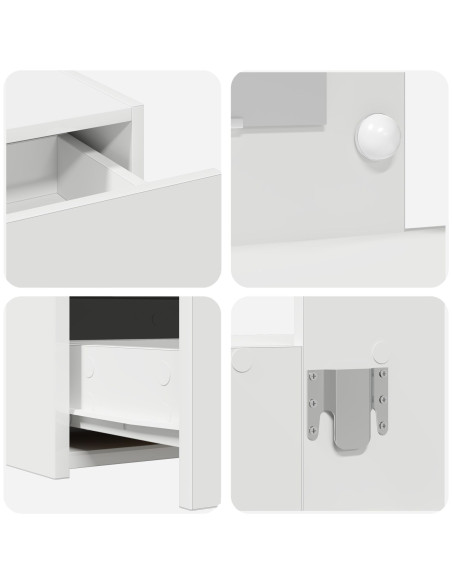 Tavolo da trucco a parete con luci LED - Bianco