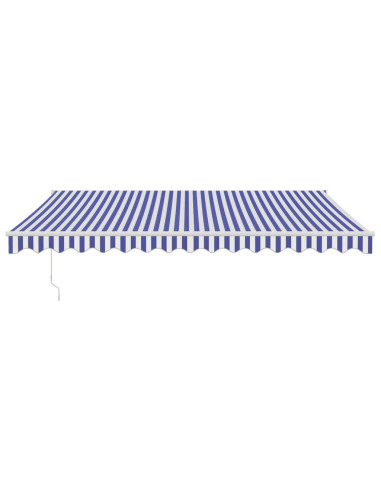 Tenda Sole Retrattile Blu e Bianca 4,5x3 m Tessuto e Alluminio