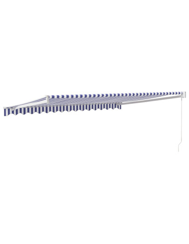 Tenda Sole Retrattile Blu e Bianca 4,5x3 m Tessuto e Alluminio