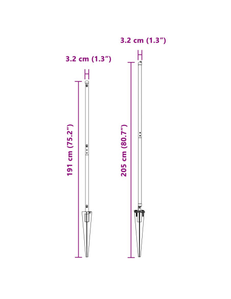 Pali di recinzione  con punta 26 pz Ø32 mm 160 cm acciaio zincato