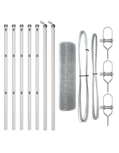 Palo della recinzione Argento 10 x 0,5 m (rete 19 x 19 mm)