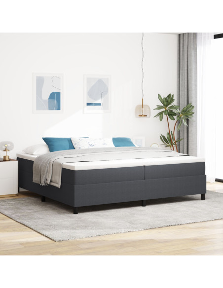 Letto Box Spring Grigio Scuro 200x200 cm Tessuto a Coste
