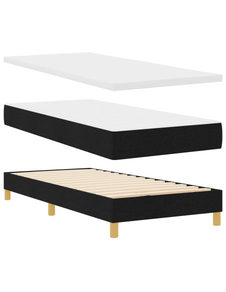Letto con Box Spring  e Materasso Nero 100x200 cm Tessuto
