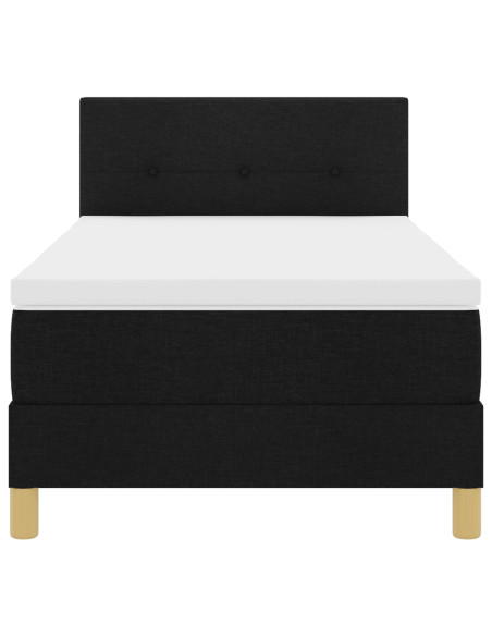 Letto con Box Spring  e Materasso Nero 100x200 cm Tessuto