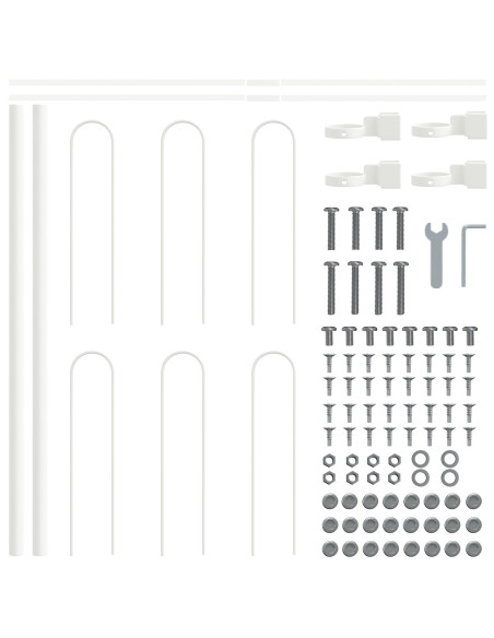 Recinzione da giardino  con parte superiore a ovetto bianco 13,6x0,6 m in acciaio
