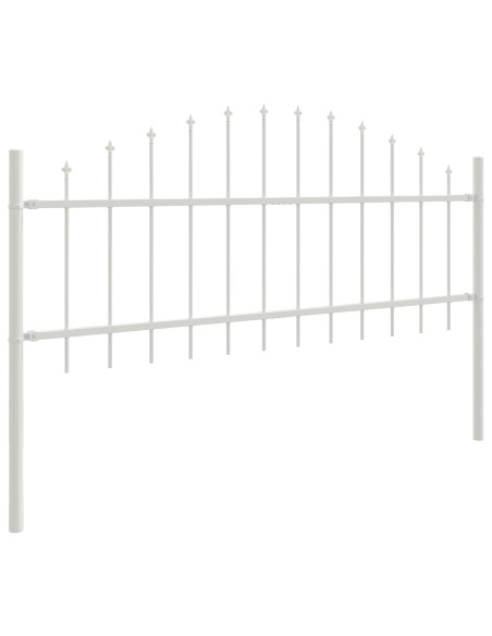 Recinzione da Giardino  con Parte Superiore ad Arco Bianca 5,1x0,75 m in Acciaio