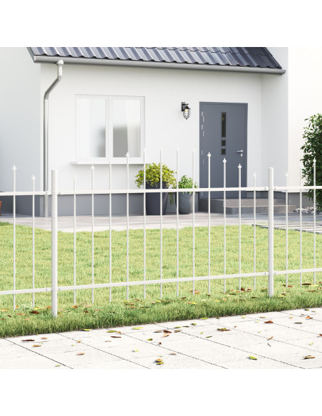 Recinzione da Giardino  con Sommità a Cerchio Bianca 5,1x1 m in Acciaio