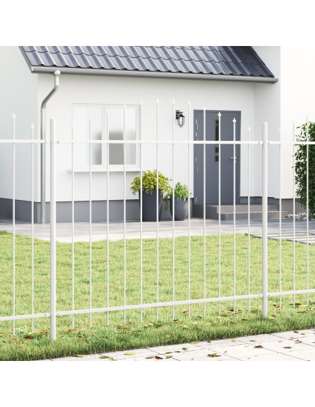 Recinzione da Giardino  con Parte Superiore ad Arco Bianca 5,1x1,25 m in Acciaio