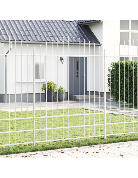 Recinzione da Giardino  con Parte Superiore ad Arco Bianca 5,1x2 m in Acciaio