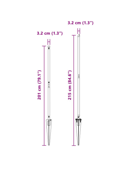 Pali per Recinzione  con Punta 26 pezzi Ø32 mm 170 cm Acciaio Zincato