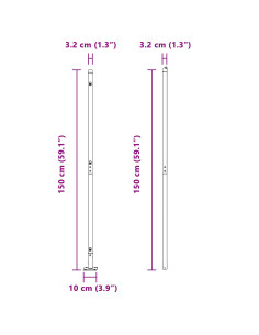 Palo della recinzione 26 pcs Grigio 3,2 x 3,2 x 150 cm 2