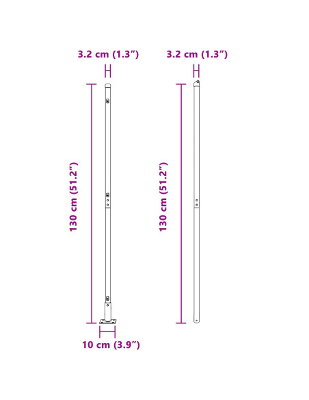 Pali  Set di 104 Acciaio zincato 3.2 x 3.2 x 68.5 cm Durevoli