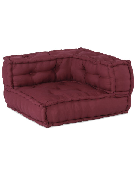 Pouf modulari  3 pezzi in tessuto borgogna
