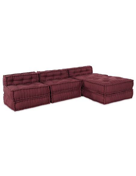 Pouf modulare vitaXL 4 pezzi in tessuto Borgogna
